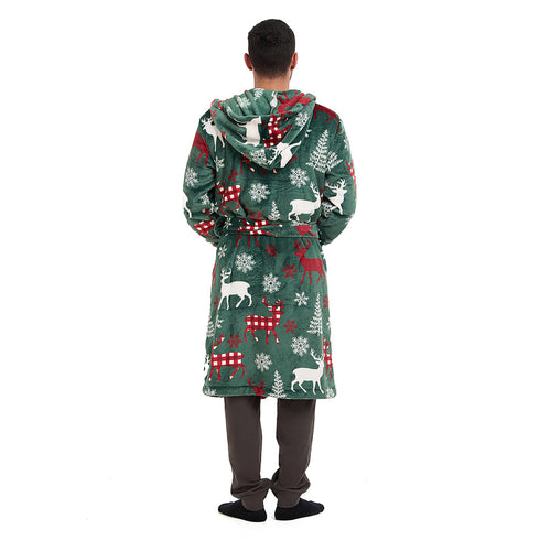 Snuggs Blanket Robe Green Deer Christmas